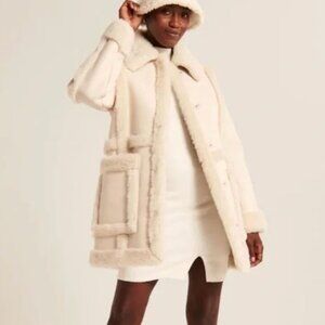 Abercrombie & Fitch Cream Shearling Coat